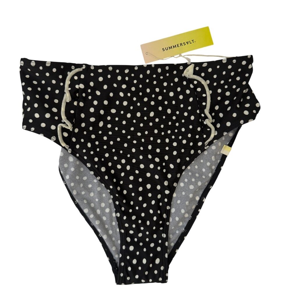 NWT Summersalt High-Waisted Polka Dot Bikini Bottoms Black & White Size 2